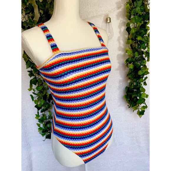 Forever 21 Colorful Striped Knit Retro Body Suit Women's Medium - Picture 4 of 10